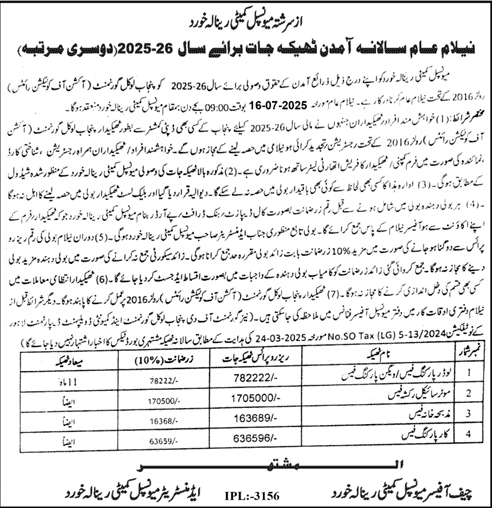 Market Committee Rinala Khurd Tender Notice
